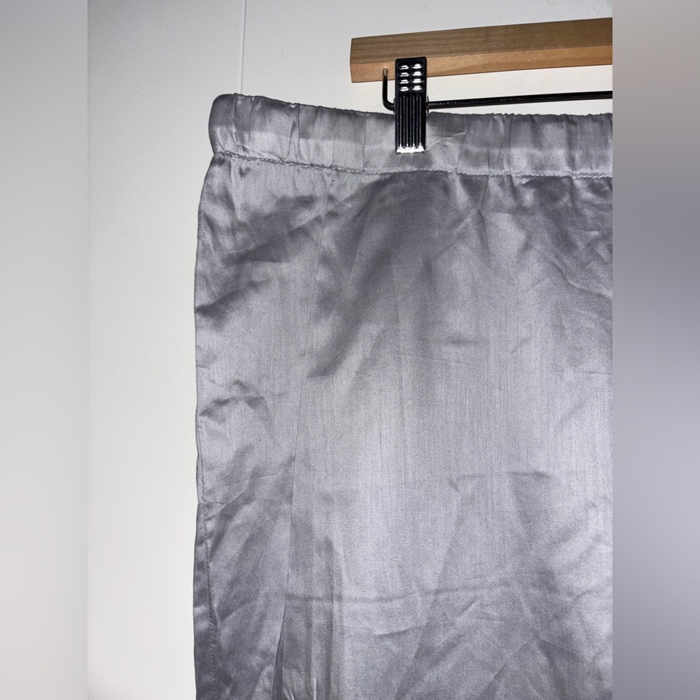 Natori Sateen Cotton Satin Pajama Set XL NEW Silver Gray 2Pc Button Top & Pants - Picture 10 of 14